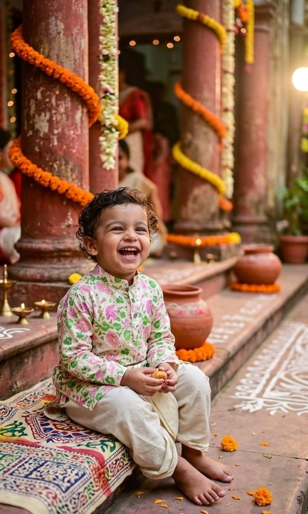 Morning Glory Kids Kurta-Dhuti set