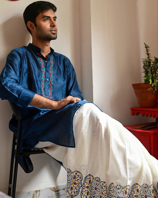 RONGON PHOOL EMBROIDERED CHANDERI KURTA