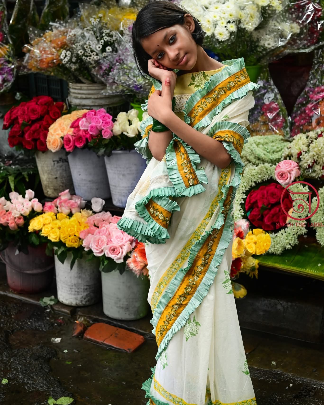 MOGRA BLOCK PRINTED KIDS SAREE