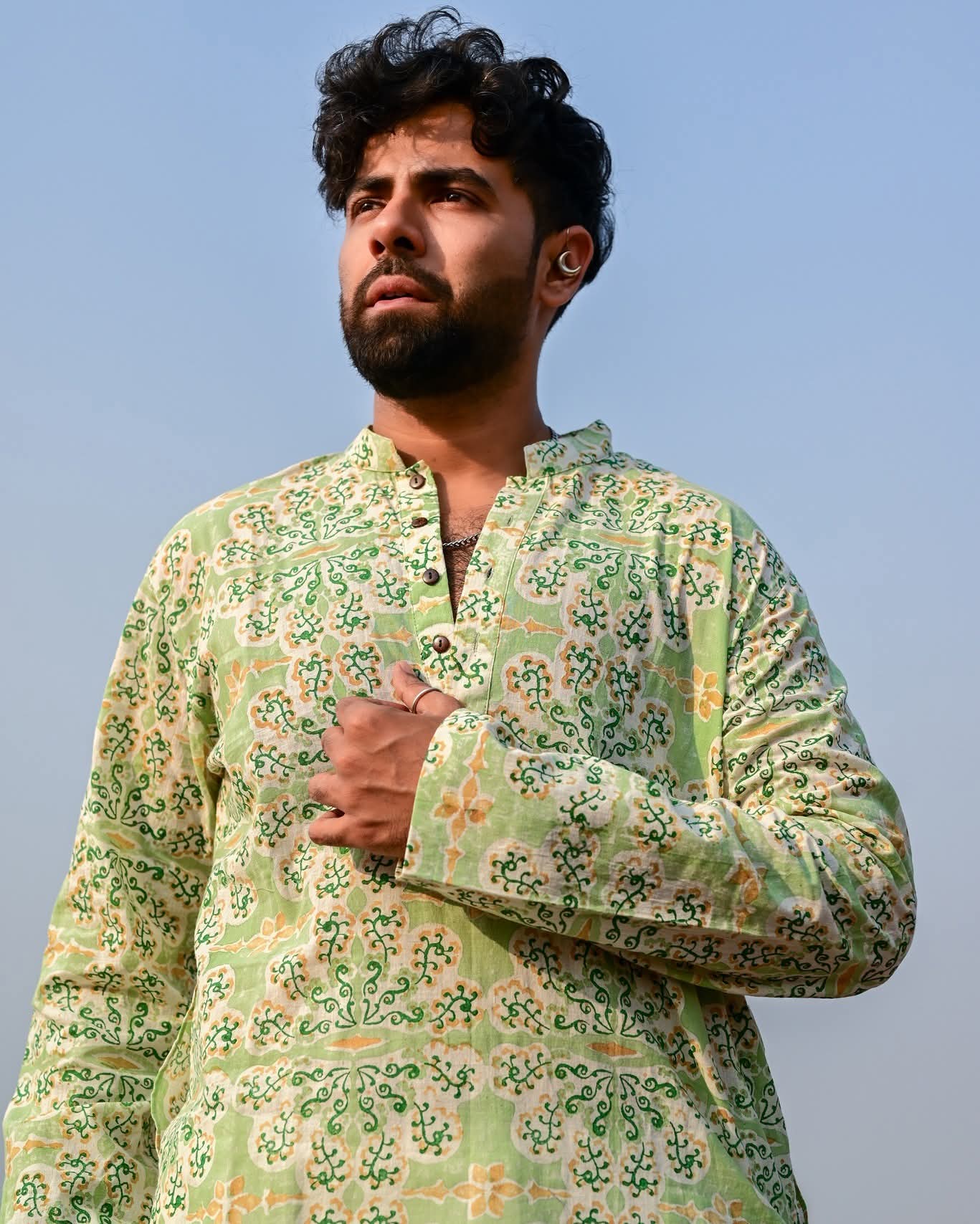 JHIRI PHOOL BLOCK PRINTED COTTON KURTA – HANDLOOM MEN’S KURTA