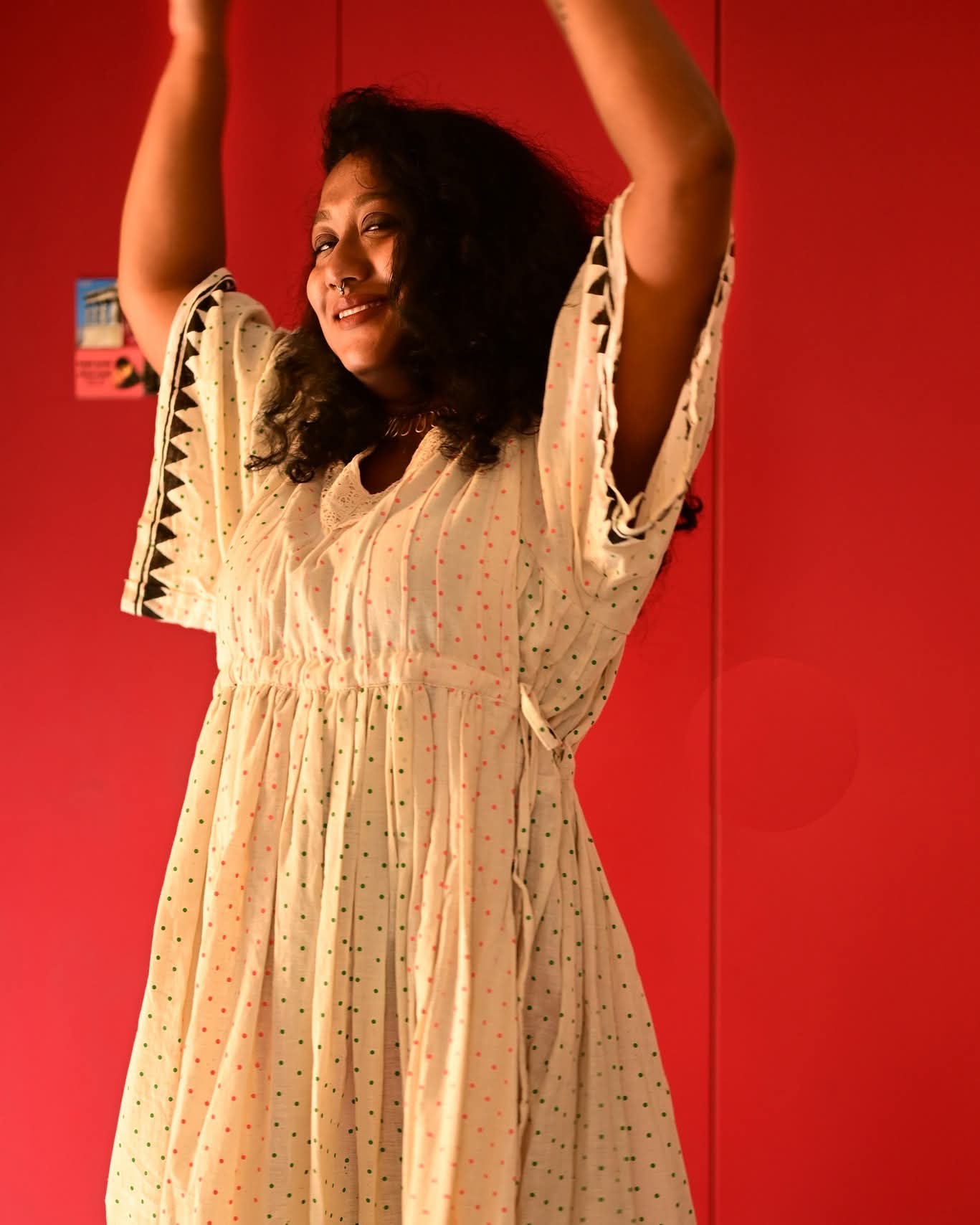 Khadi Dress with Polka Print