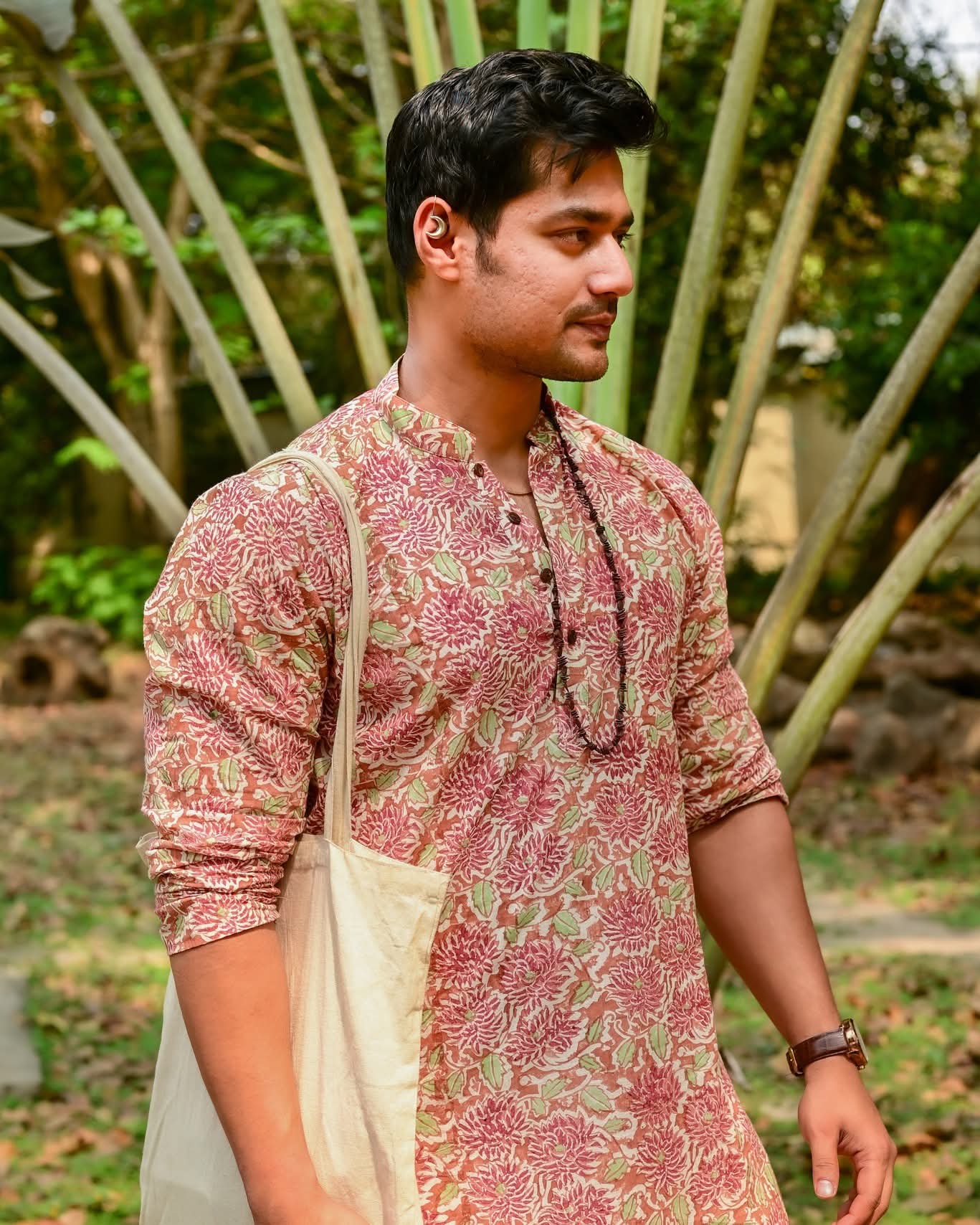 DAHLIA  BLOCK PRINTED COTTON KURTA – HANDLOOM MEN’S KURTA