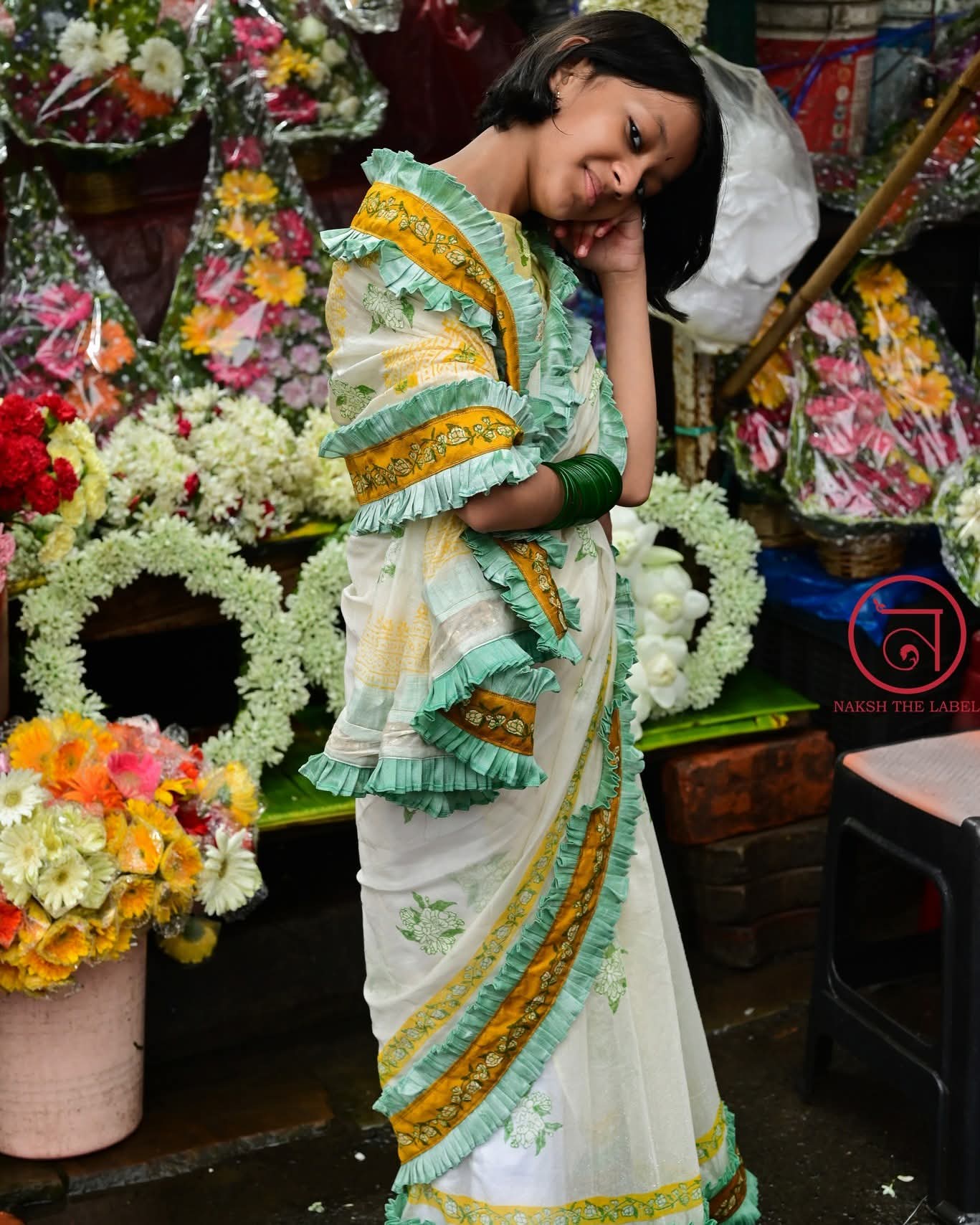 MOGRA BLOCK PRINTED KIDS SAREE