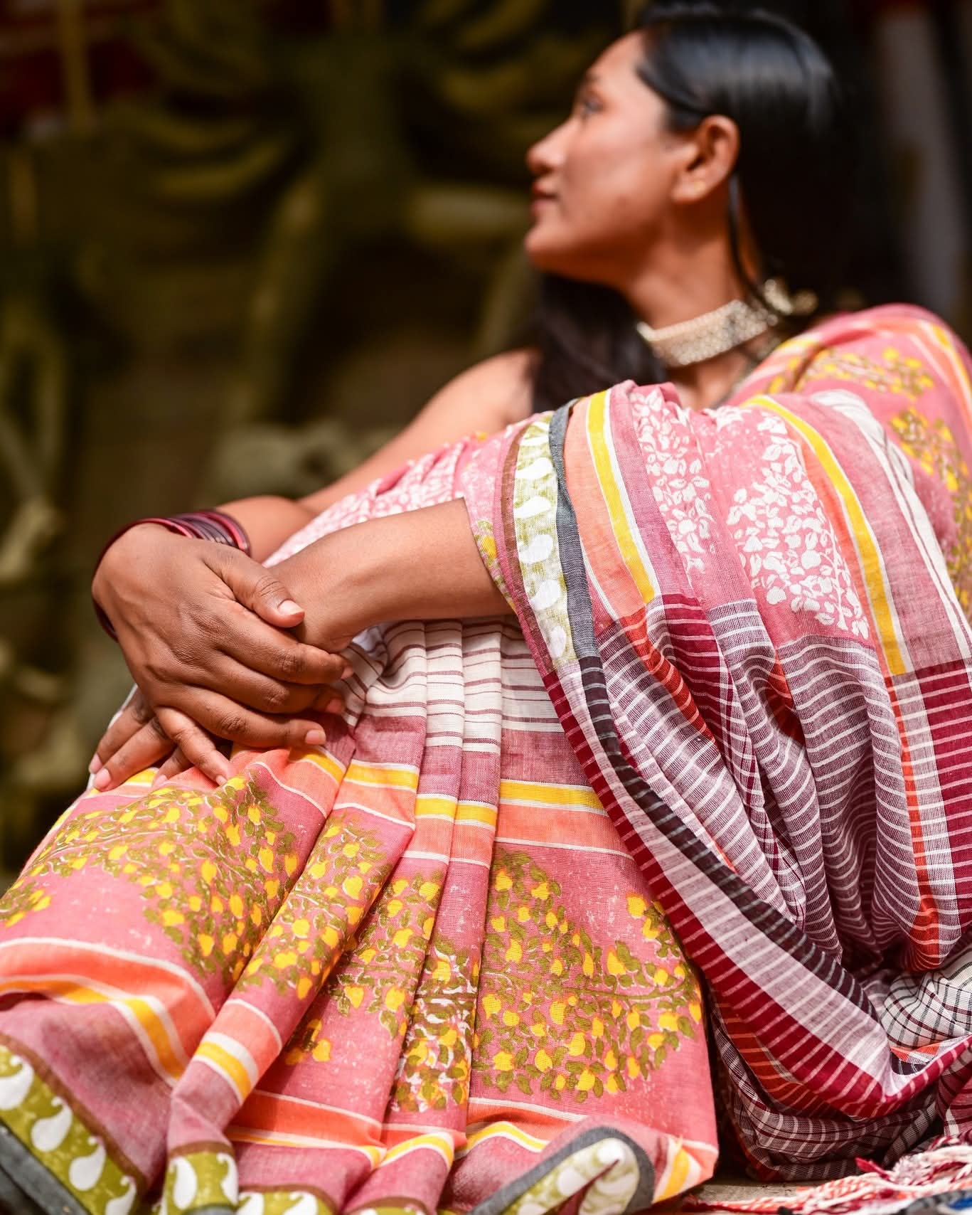 SADA MAROON AMRAPALI HAND BLOCK PRINTED COTTON SAREE