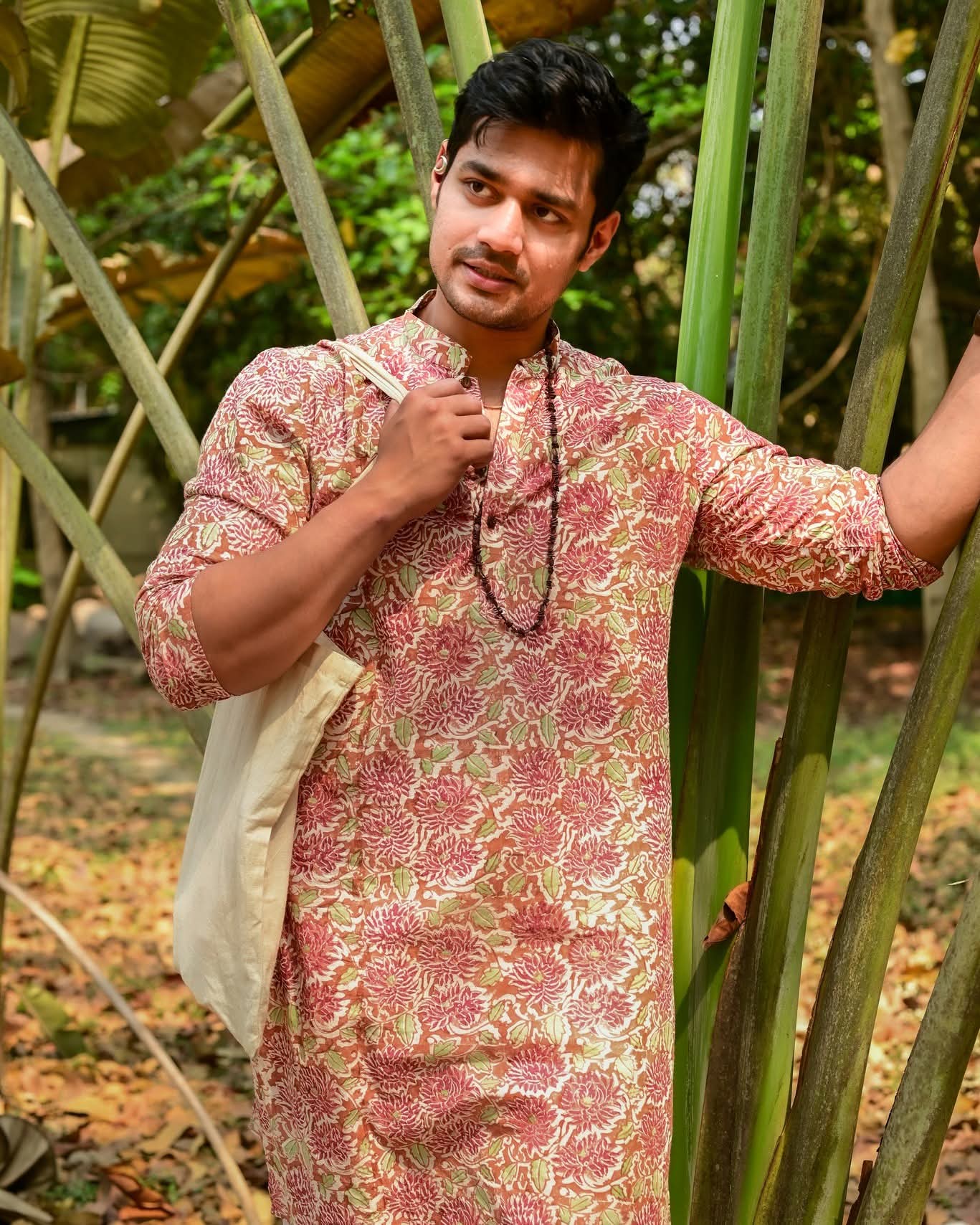 DAHLIA  BLOCK PRINTED COTTON KURTA – HANDLOOM MEN’S KURTA