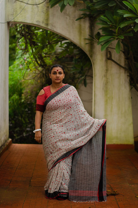 BINDIS OF INDIA 001 - HAND BLOCK PRINTED SAREE