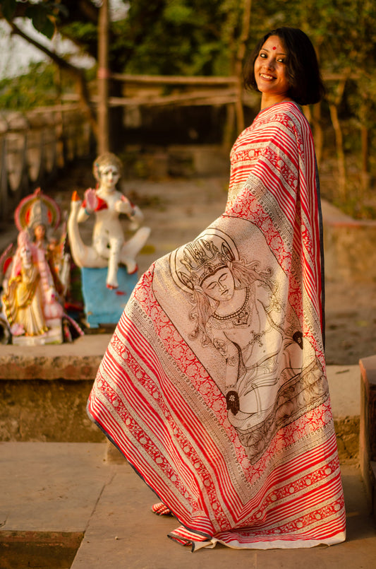 BODHI - THE INNER CHAMBER 004 - PURE MULBERRY SILK PRINTED SAREE