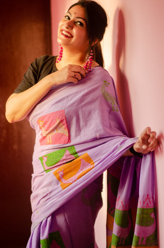 OCHIN PAKHI 001- MULMUL COTTON SAREE