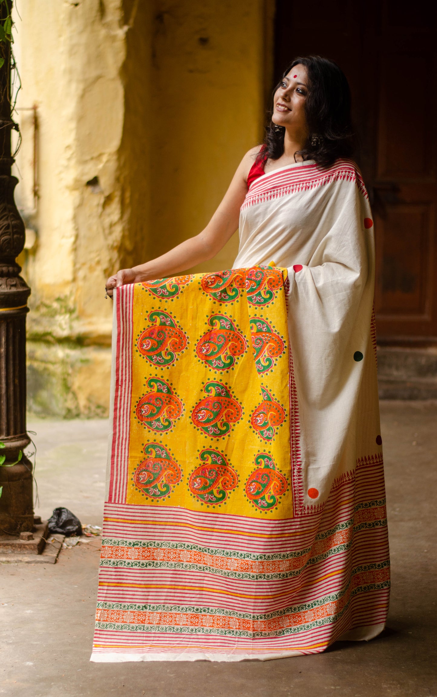 PAISLEY Hand Block Printed Saree 001