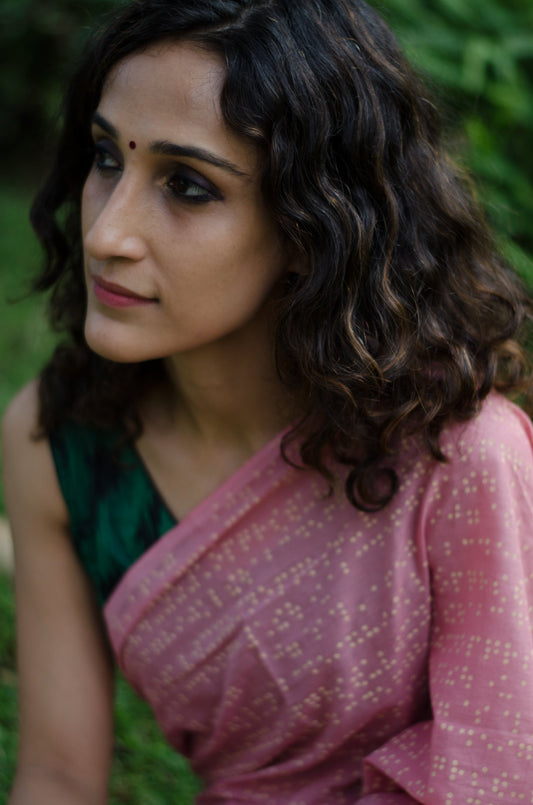 BRAILLE 001 - HAND BLOCK PRINTED SAREE