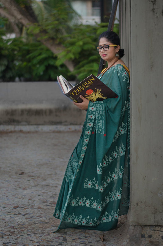 MATRIBHASHA 002-MULMUL COTTON HAND BLOCK PRINTED