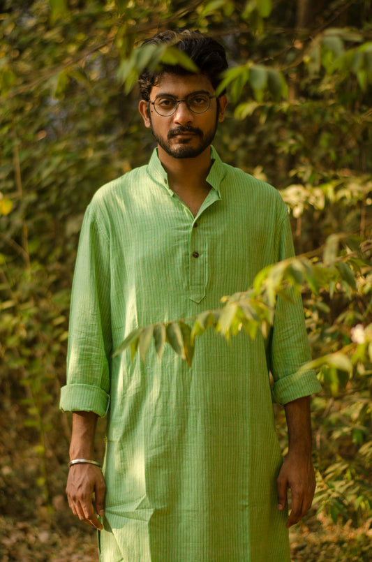 GREEN STRIPE - HANDLOOM KURTA