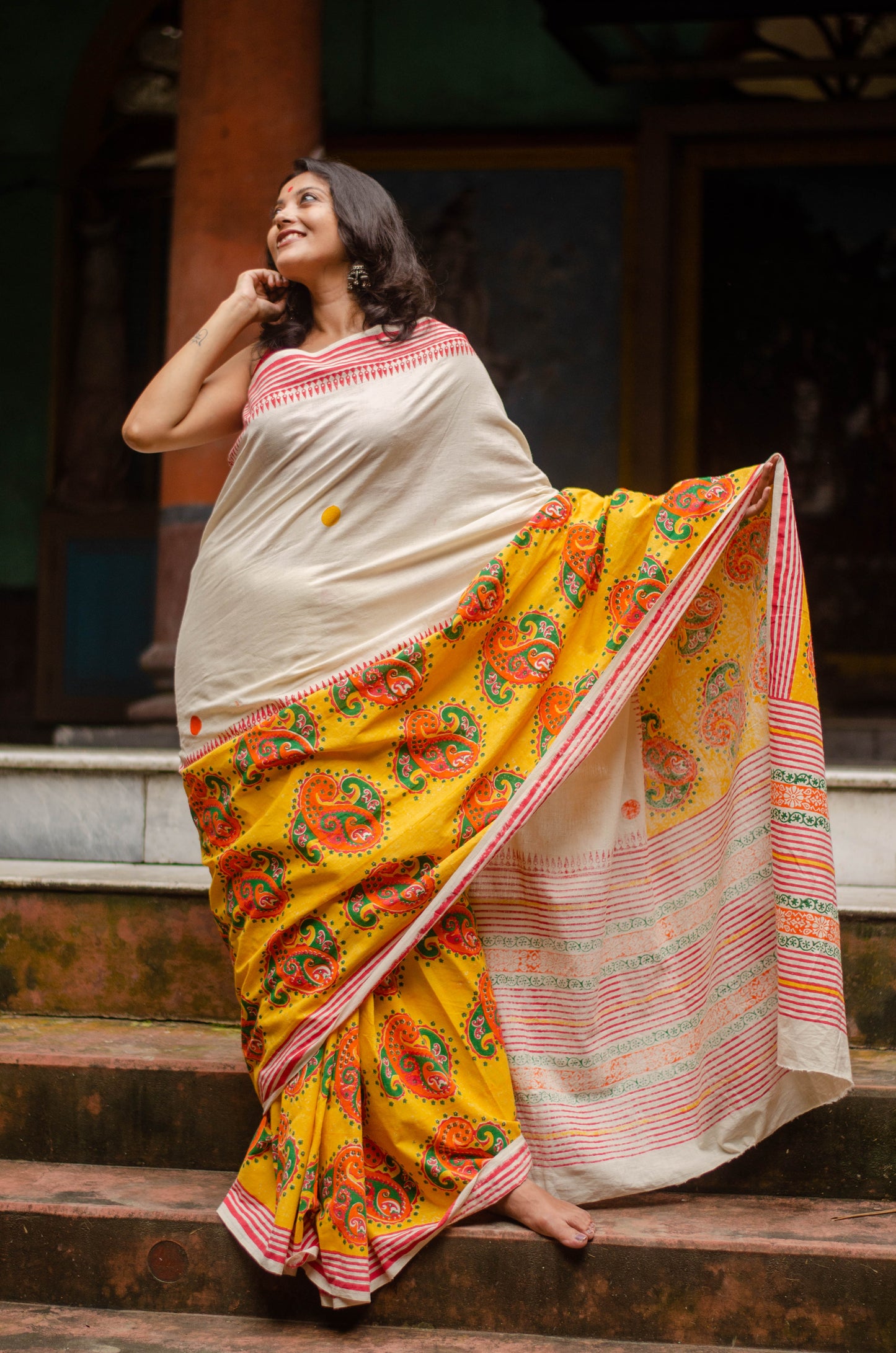 PAISLEY Hand Block Printed Saree 001