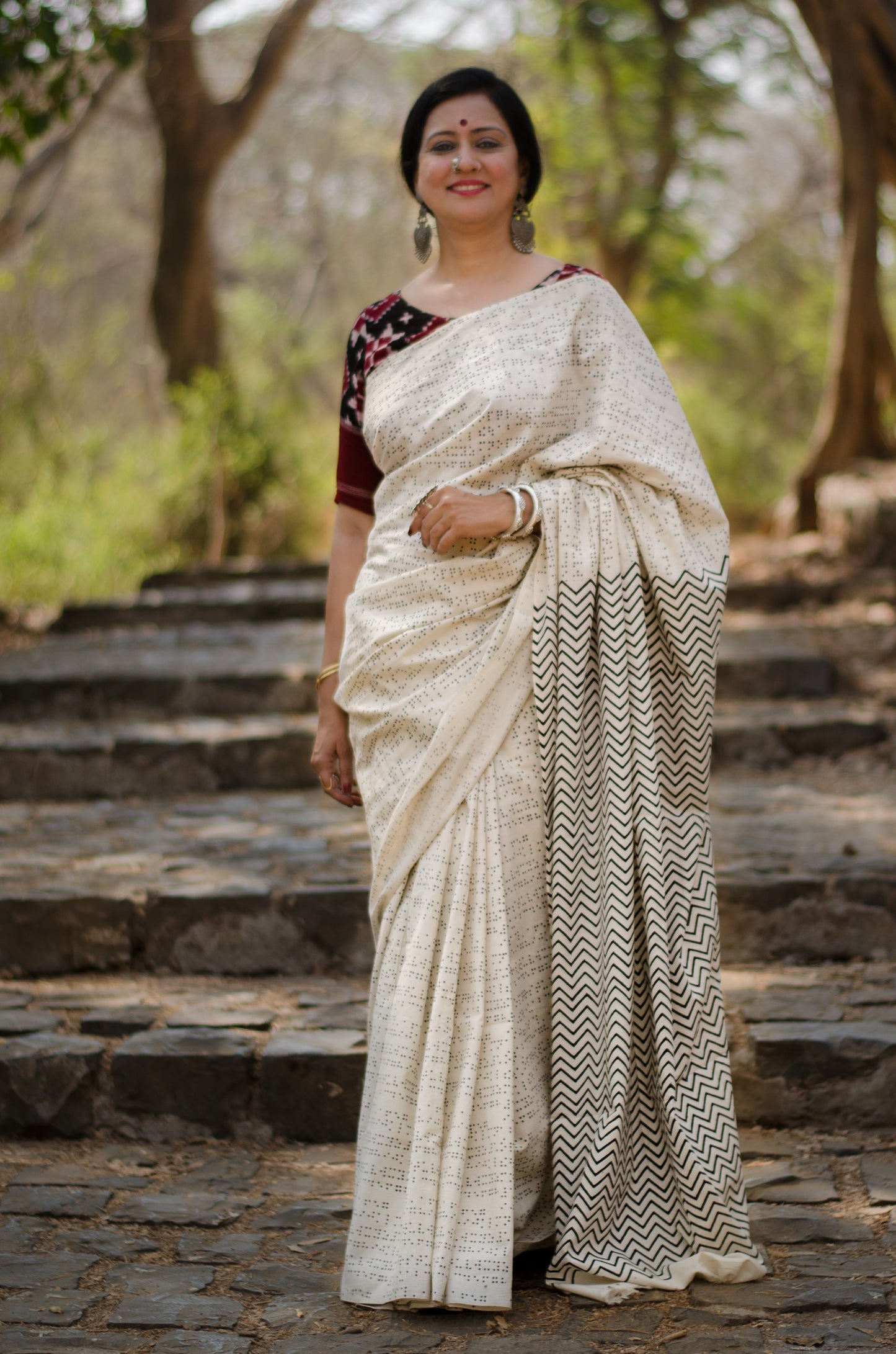 BRAILLE 002 - HANDLOOM BLOCK PRINTED SAREE