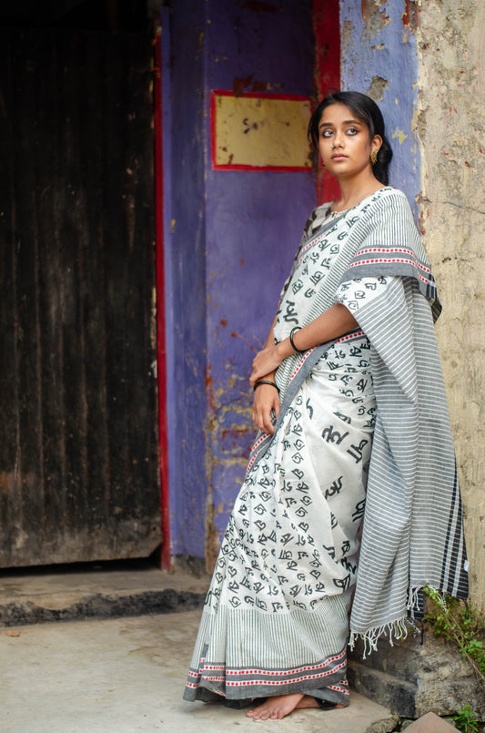 BORNOMALA 002 - HAND BLOCK PRINTED SAREE