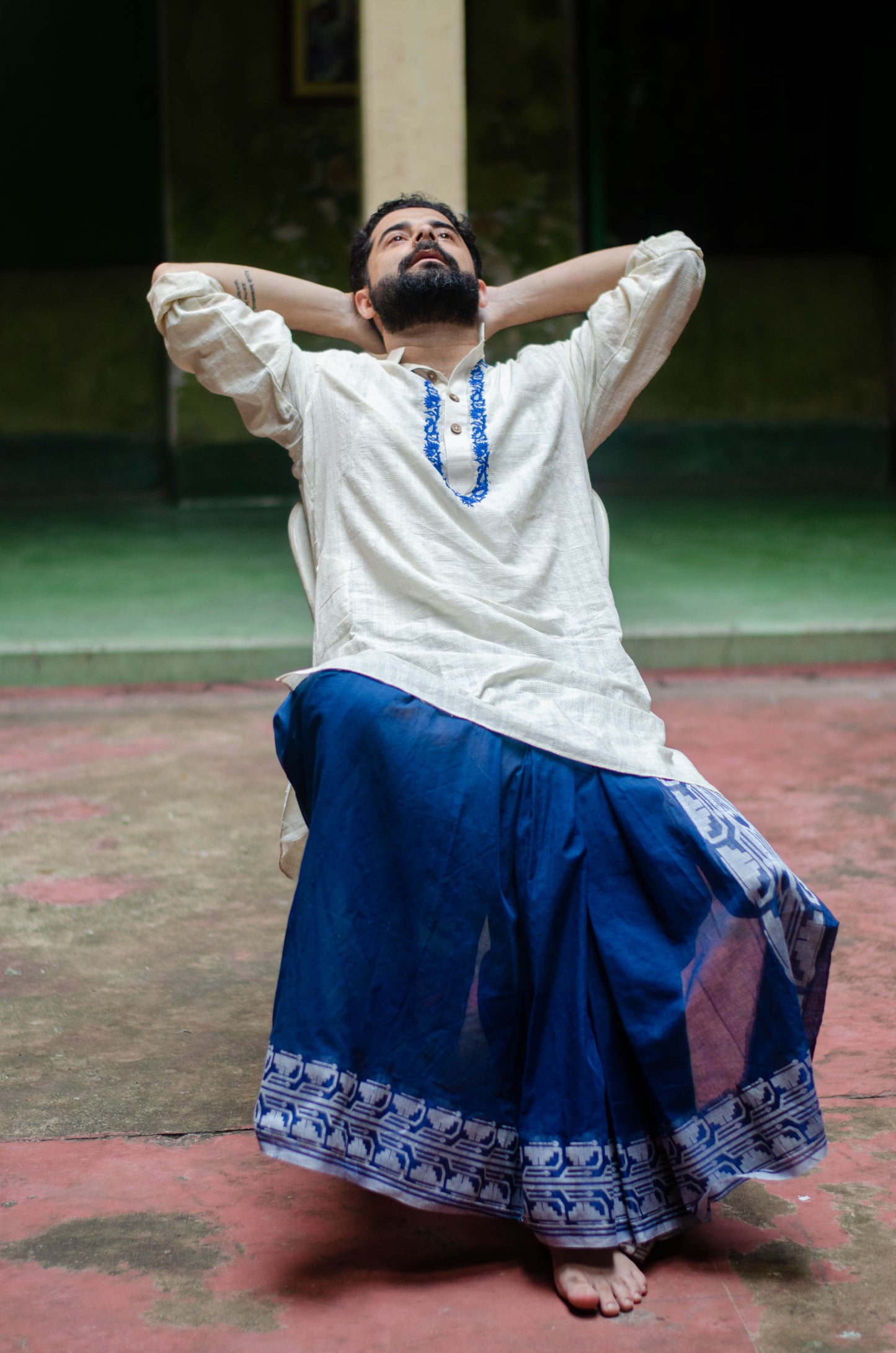 INDIGO BLUE JAMDANI DHUTI