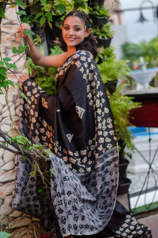 BORNOMALA 003 - PURE MULBERRY PRINTED SILK SAREE