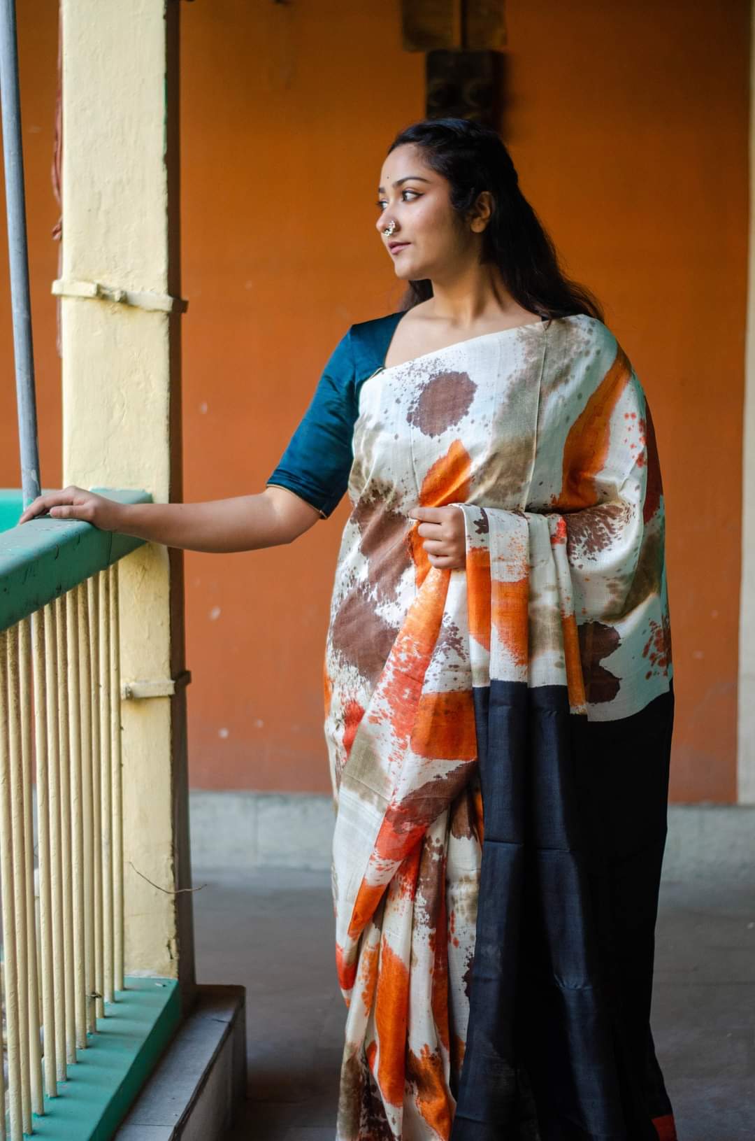 BOSONTO 001 - PURE MULBERRY HAND BLOCK PRINT SILK SAREE