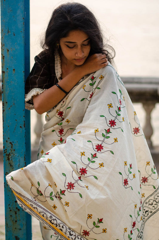 MUKULIKA - HANDLOOM COTTON HAND BLOCK PRINTED SAREE