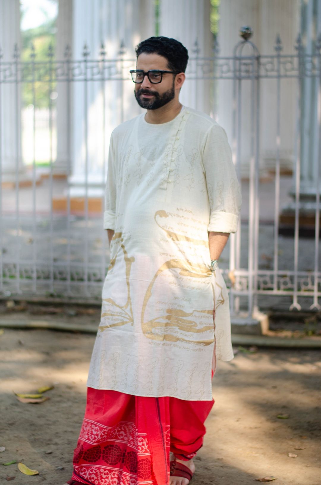 TAGORE SCRIPT - HANDLOOM PRINTED COTTON KURTA