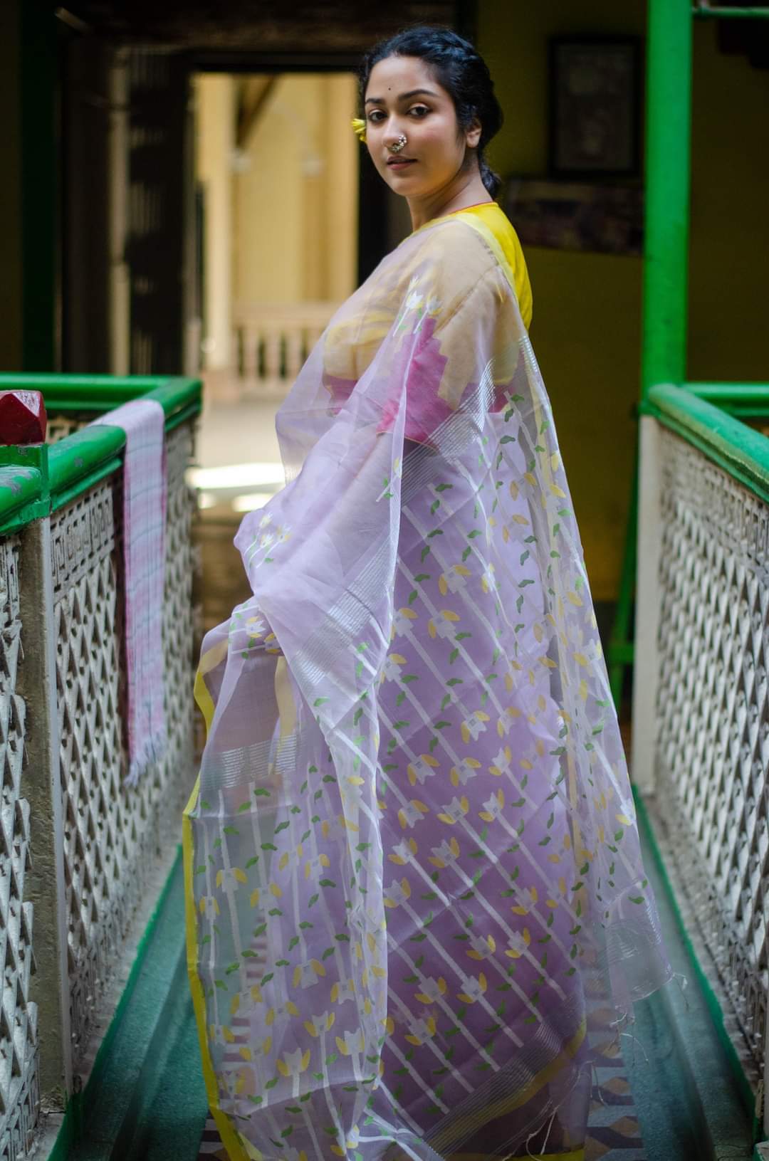 Lavender Dream: PURE MUSLIN JAMDANI SAREE