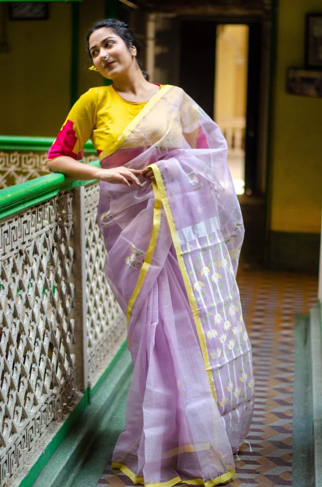 Lavender Dream: PURE MUSLIN JAMDANI SAREE