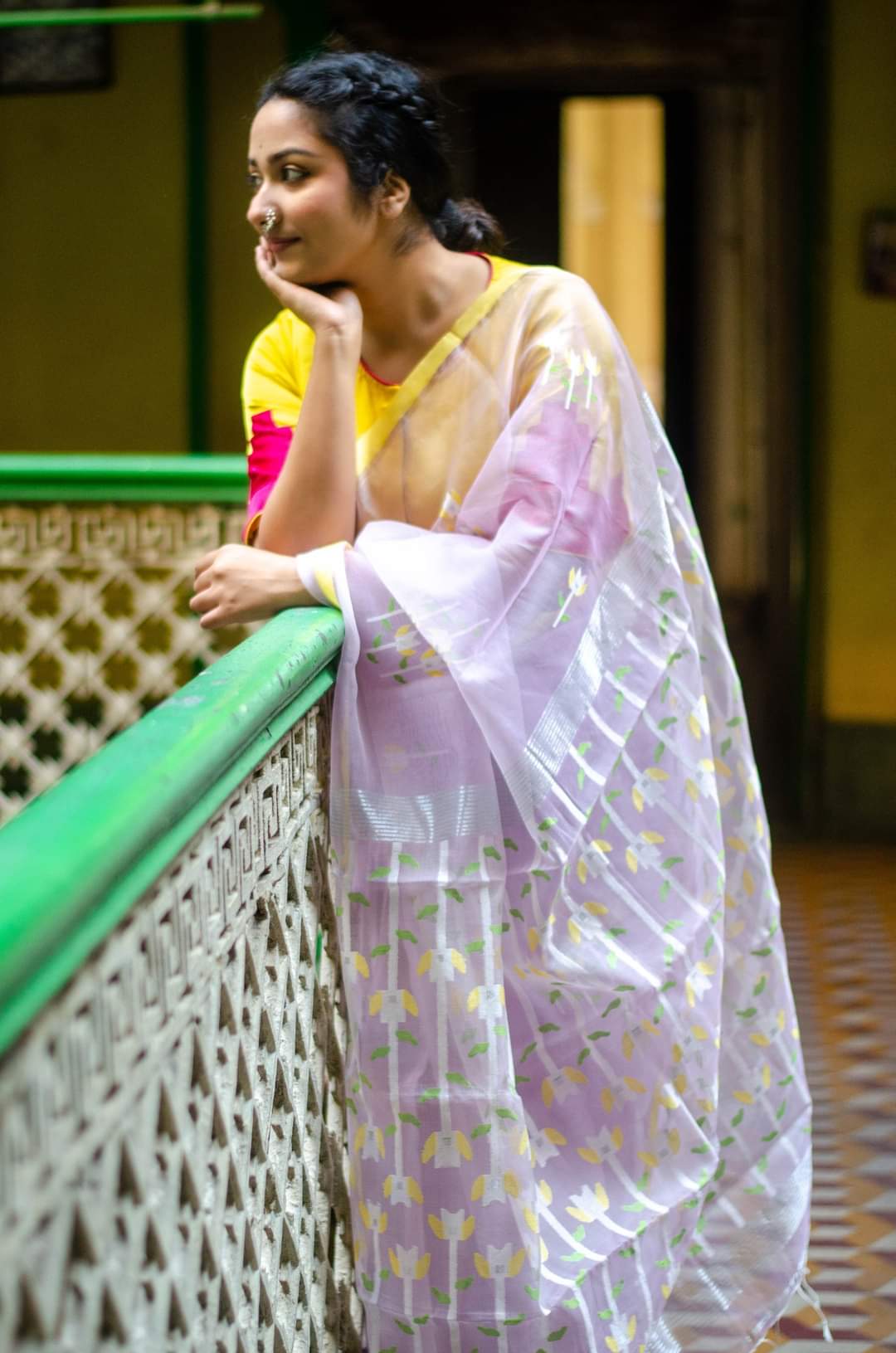 Lavender Dream: PURE MUSLIN JAMDANI SAREE